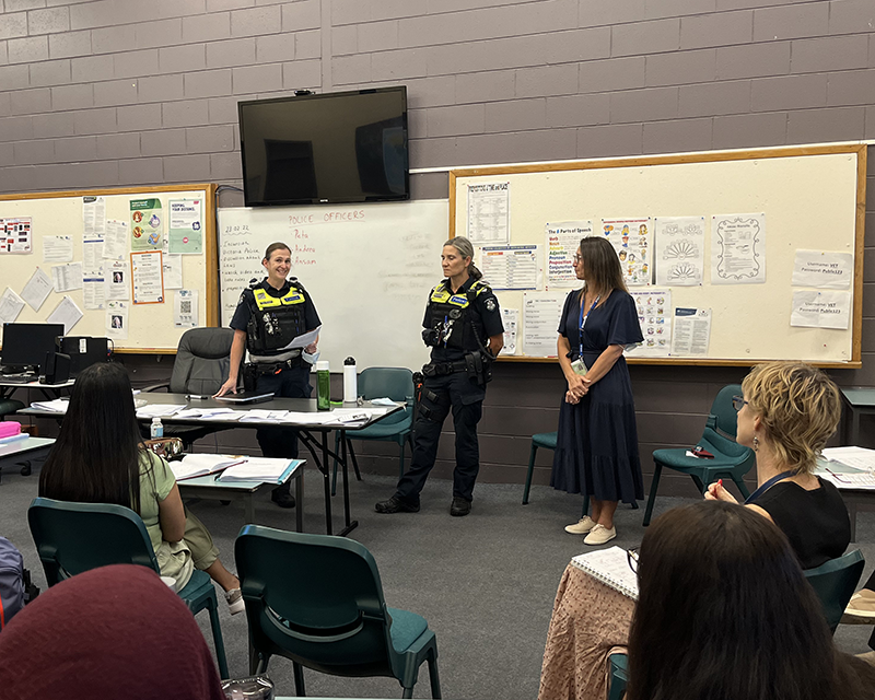 Victoria Police presenting to Prace students