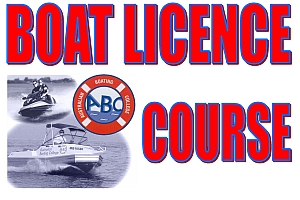 Boat Licence Course header with logo and picture of a motor boat